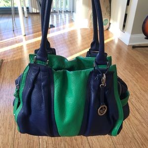 Blue green leather bag
